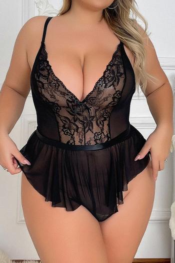 sexy plus size slight stretch see through lace teddy collection