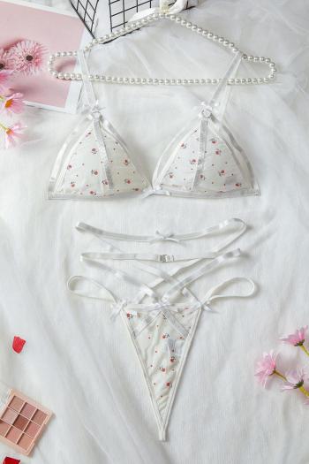 sexy slight stretch mesh bow bra & panty set lingerie