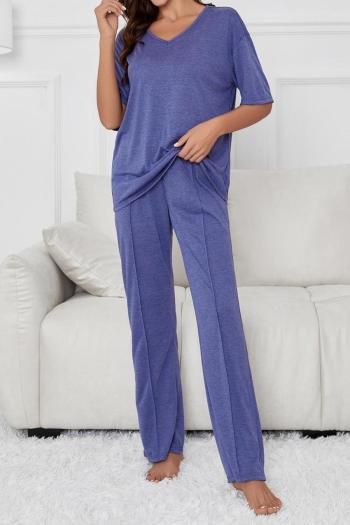 casual slight stretch simple solid color loose short-sleeved pants set loungewear