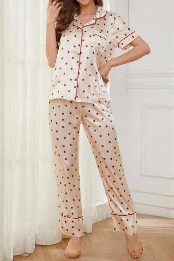 casual non-stretch printed imitation silk short-sleeved pants set sleepwear