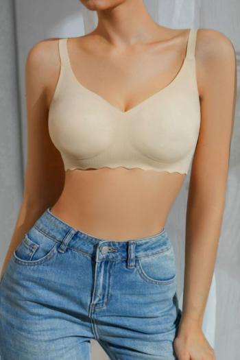 slight stretch solid color traceless gather padded bras