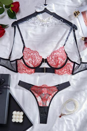 sexy slight stretch see through embroidery underwire bra & panty set