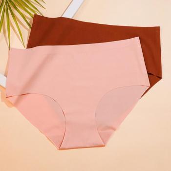 slight stretch 5 colors solid color high-waist traceless panty