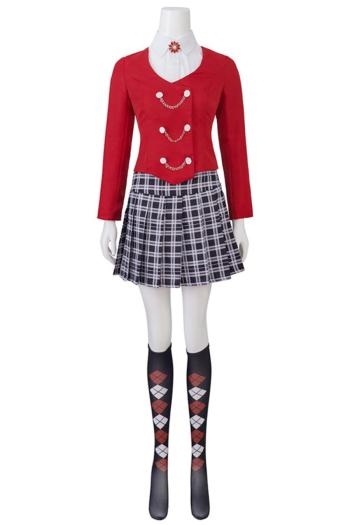 plus size slight stretch skirt sets student costumes(with stockings)