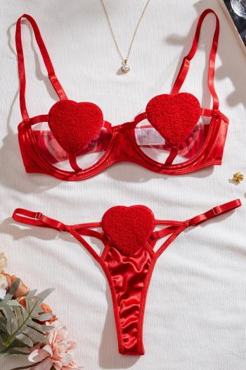sexy slight stretch hollow heart design underwire bra & panty set