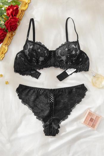 sexy slight stretch embroidery lace underwire gathered bra & panty set