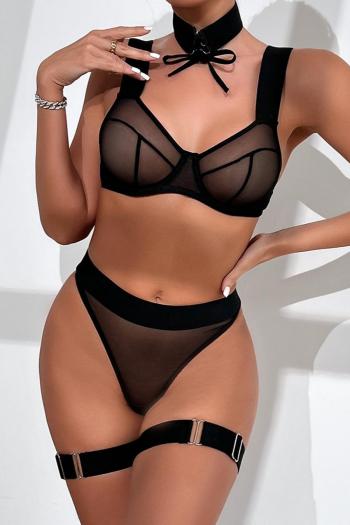 slight stretch see-through two-piece set(with underwire& leg ring& neck ring)
