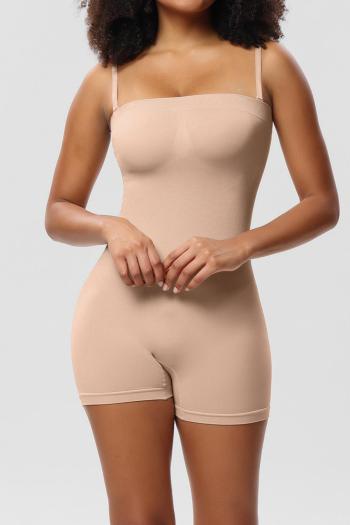 sexy high stretch solid color detachable shoulder strap playsuit shapewear