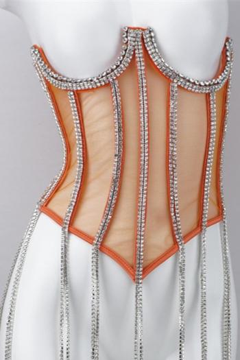sexy slight stretch rhinestone tassels corset(with boned& underwire)