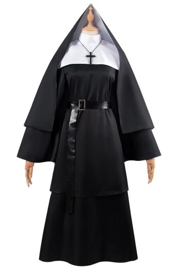 halloween nun costumes size run small(with headscarf&shawl&necklace&belt)
