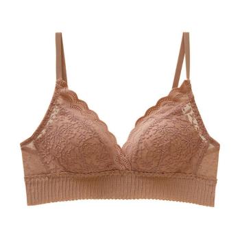 sexy slight stretch embroidered gather thin triangle cup bra size run small