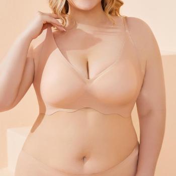 sexy plus size slight stretch solid color traceless comfortable thin bra