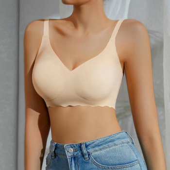 sexy high stretch solid color traceless breathable comfort lift  thin bra