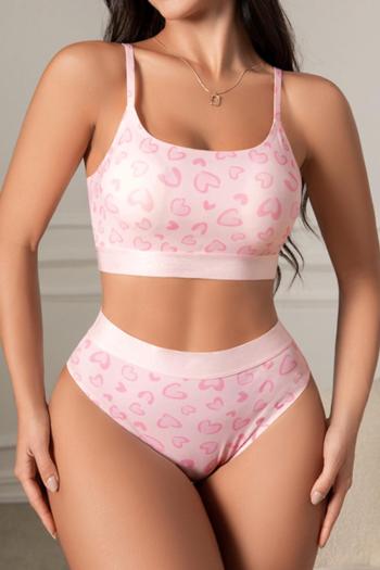 sexy slight stretch heart print traceless breathable comfort thin bra set