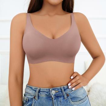 sexy slight stretch solid color traceless breathable gather lift thin bra