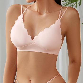 sexy slight stretch solid traceless wavy edge breathable comfort thin bra