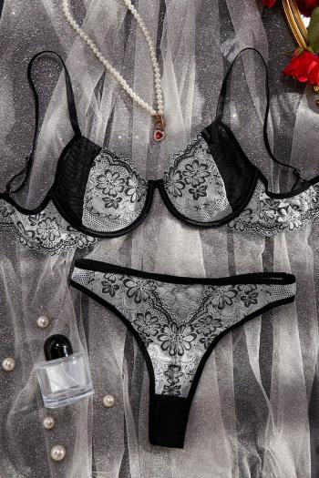 sexy slight stretch lace see through underwire gathered bra & panty set