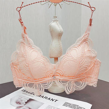 plus size stretch lace gather padded triangle bra