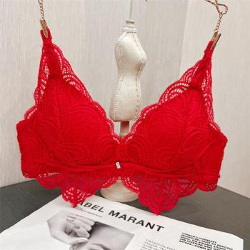 plus size stretch lace gather padded triangle bra#2