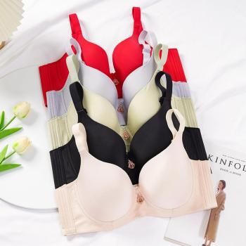 plus size stretch 5 colors glossy traceless breathable gathre padded bras