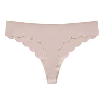 sexy high stretch solid color traceless mid waist wavy lines breathable thongs