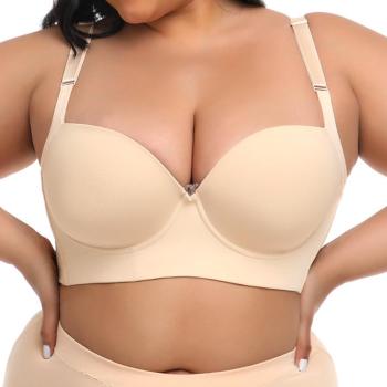 sexy plus size stretch non-removable padding underwire 3/4 cup lift bra