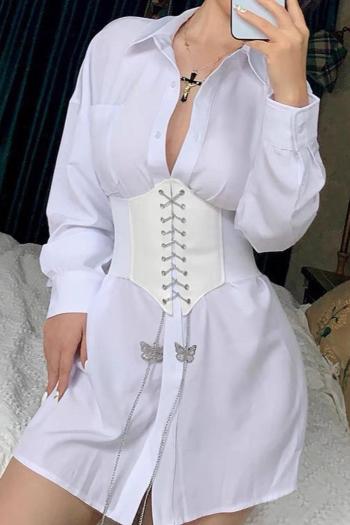 stretch butterfly pendant metal chain lace-up girdle(length:70cm,width:12cm)