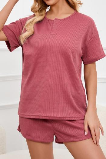 casual plus size stretch simple loose solid pocket short sets loungewear