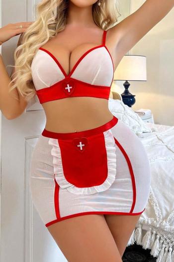sexy slight stretch mesh see-through nurse costume(with hair hoop&thongs)