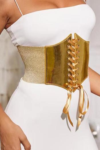 stretch stitching glossy pu lace-up girdle