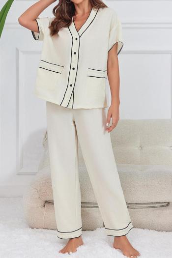 casual non-stretch simple loose thin pants set loungewear