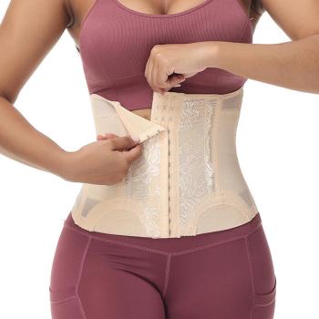 plus size stretch lace trim slim fit tighten abdomen corset