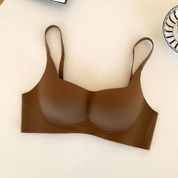 sexy slight stretch solid color traceless gather lift bra