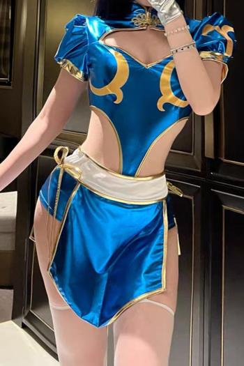 sexy slight stretch chunli costumes(with hair accessories,no stockings)