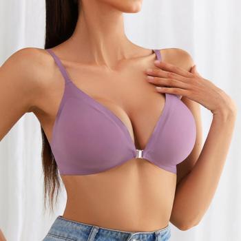sexy slight stretch solid color sling traceless thin push-up bra