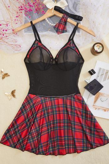 sexy slight stretch lattice babydoll student costumes(with neck ring)