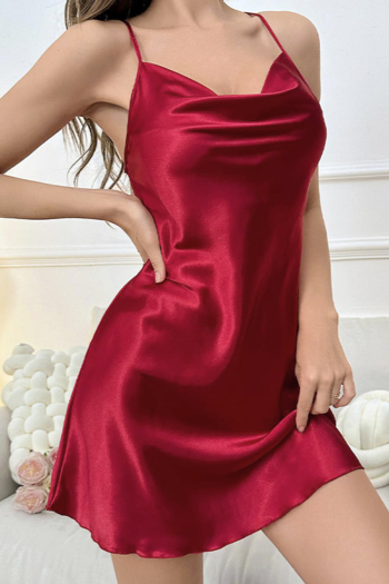 non-stretch solid color 5 colors backless sling sleepwear