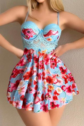 sexy slight stretch lace mesh patchwork underwire padded mini dress sleepwear