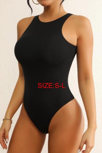 high stretch solid color tight breathable bodysuit shapewear