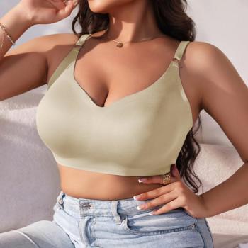 sexy plus size slight stretch seamless thin big chest bra