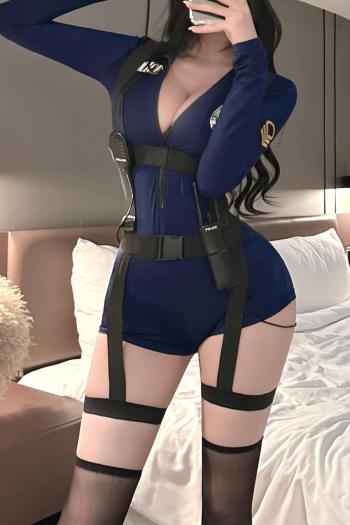 sexy slight stretch female police cosplay costume (with belt & stockings)