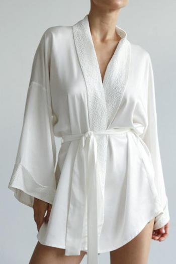 sexy non-stretch loose long-sleeved belt nightgown