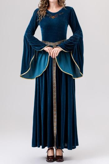plus size slight stretch velvet medieval retro palace costumes(with belt)
