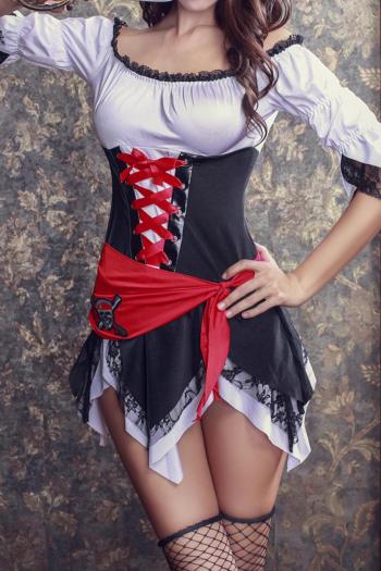 halloween sexy slight stretch female pirate five-piece costume with stockings