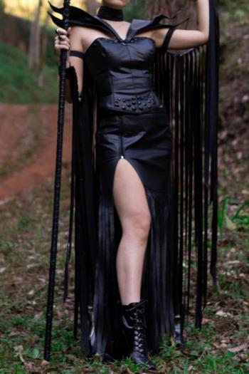 sexy non-stretch halloween maleficent costumes(with hair accessories)