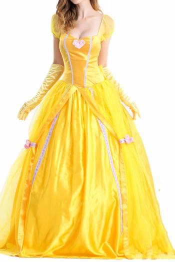 halloween plus size slight stretch princess cosplay maxi dress costume & gloves
