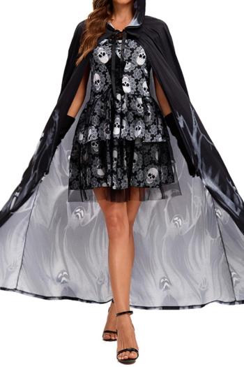 sexy non-stretch skeleton printing hollow bride costumes(with cloak)