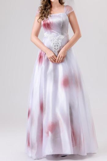 plus size non-stretch halloween ghost bride costumes(with hair accessories)