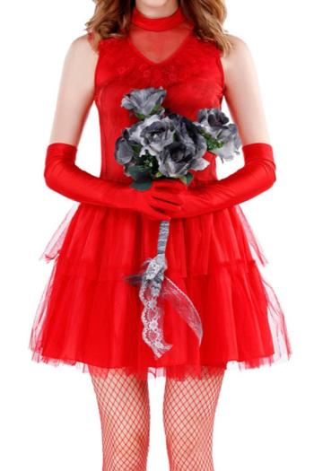 non-stretch stitching mesh halloween ghost bride costumes(with head veil&gloves)
