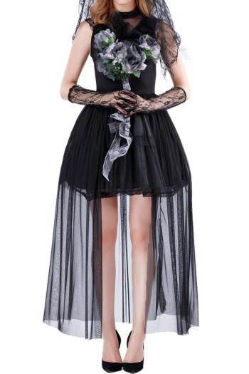 non-stretch halloween ghost bride costumes(with head veil&lace gloves)